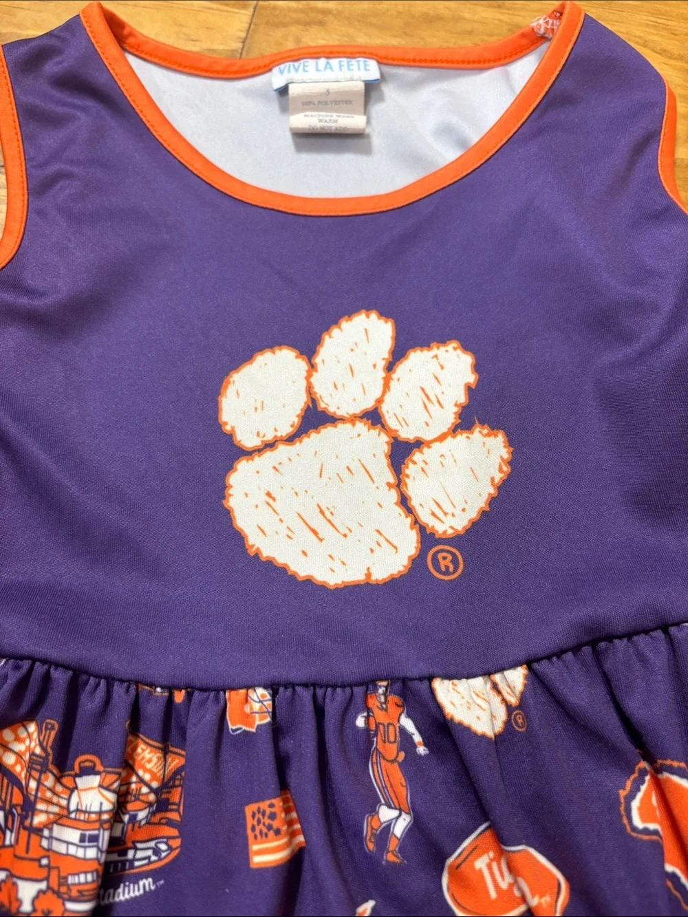 Vive La Fete Clemson Tigers Football Dress Girls Size 5